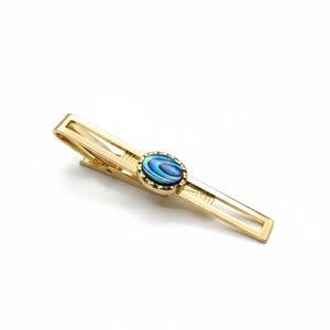 Sophisticated Gold Tie Clip with Blue Stone - Unisex